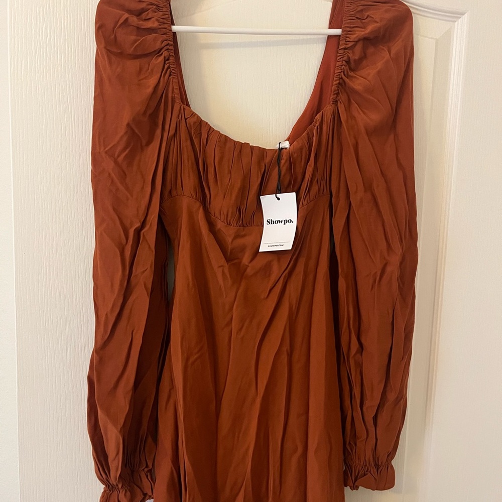 Showpo Terracotta Long Sleeve Dress